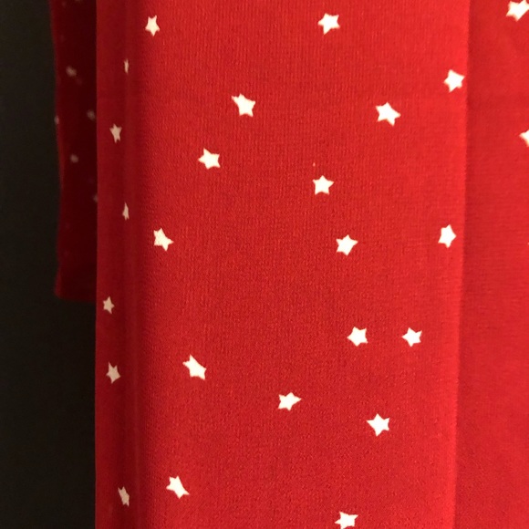 Red Printed Lace Up V Neck Tunic w/ Bell Sleeves - Picture 7 of 8